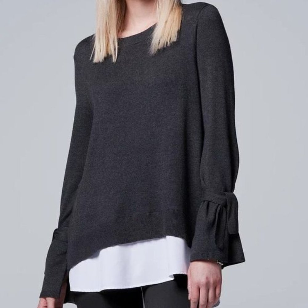 Simply Vera Vera Wang Mock-Layer Lace Back Top Size XL